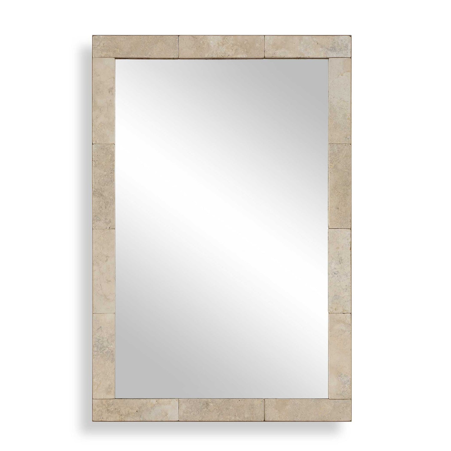 Uttermost Pave Rectangular Travertine Mirror - White