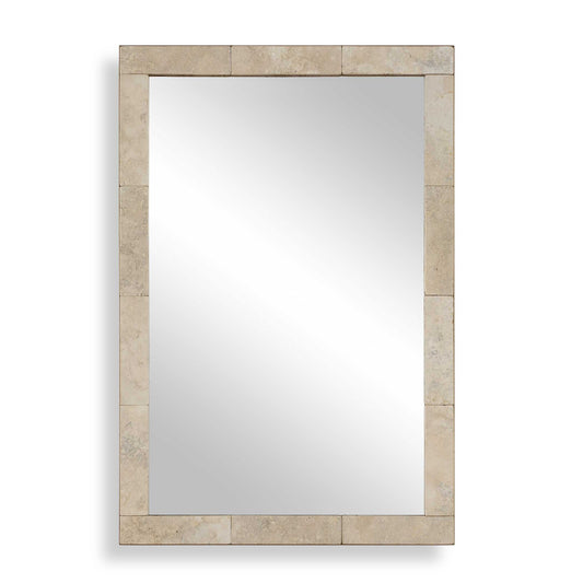 Uttermost Pave Rectangular Travertine Mirror - White