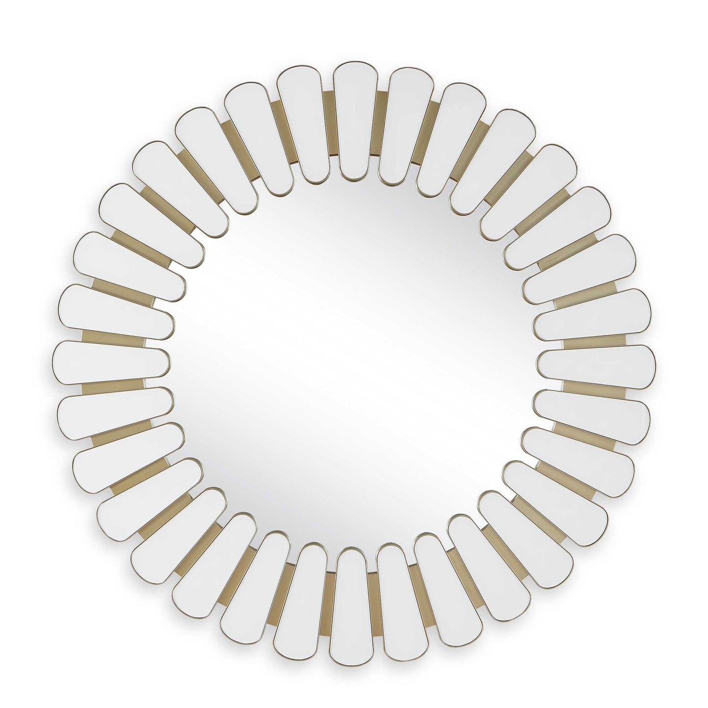 Uttermost Miran White Glass Round Mirror - Brass,Gold,White