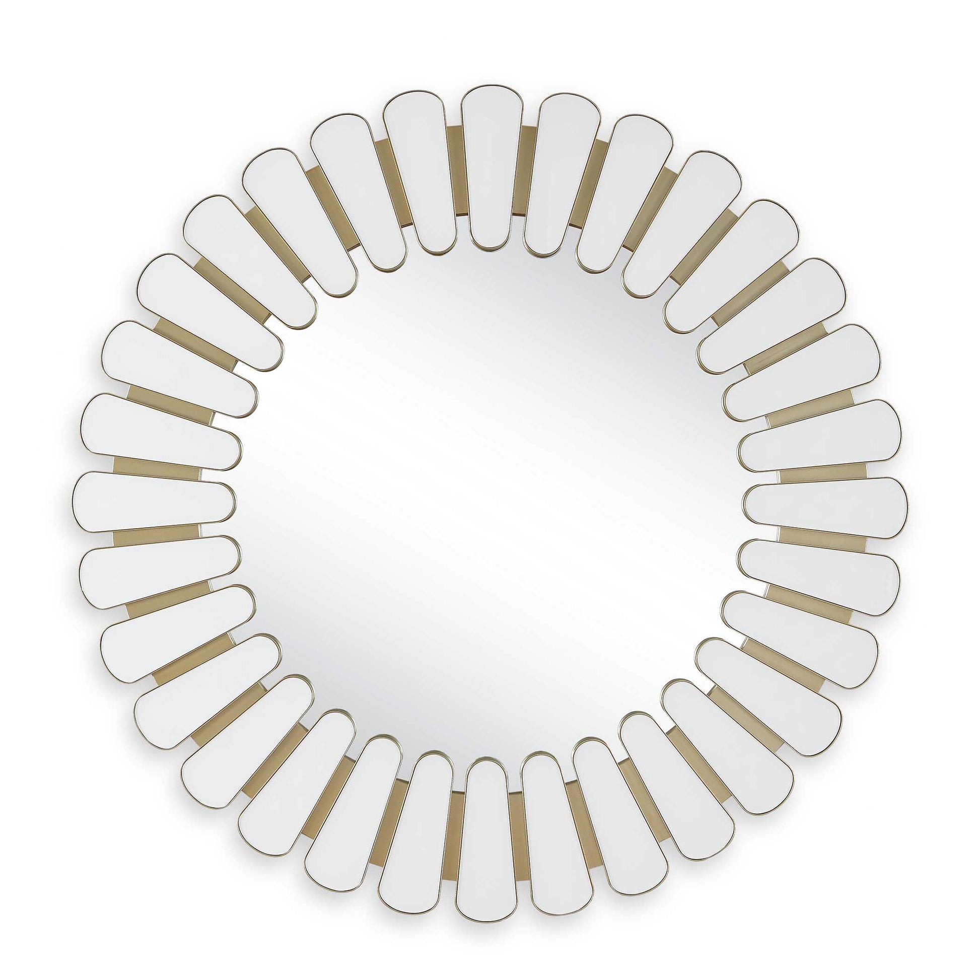 Uttermost Miran White Glass Round Mirror - Brass,Gold,White