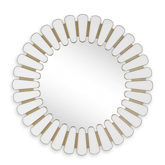 Uttermost Miran White Glass Round Mirror - Brass,Gold,White