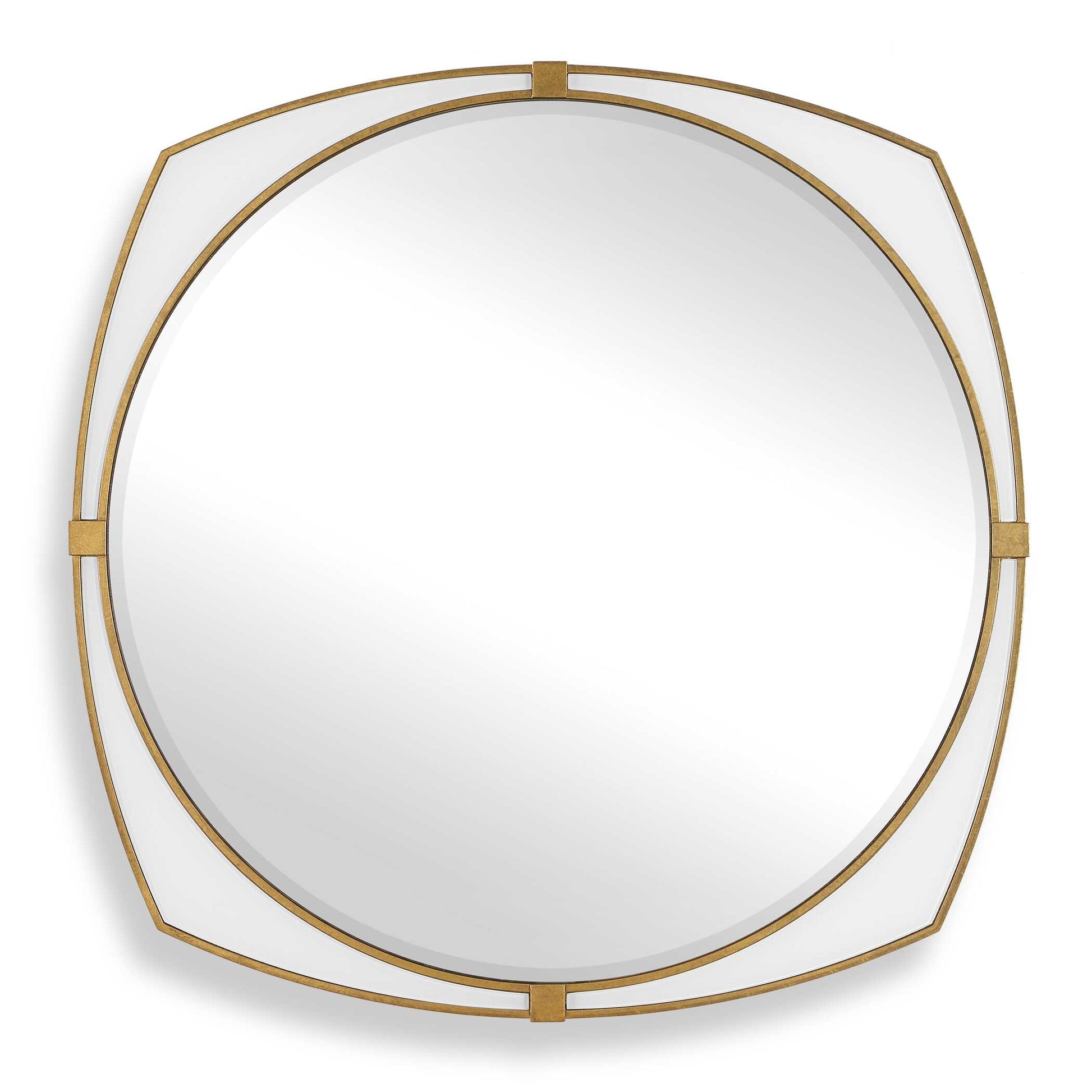 Uttermost Estella White Round Mirror - Gold,White