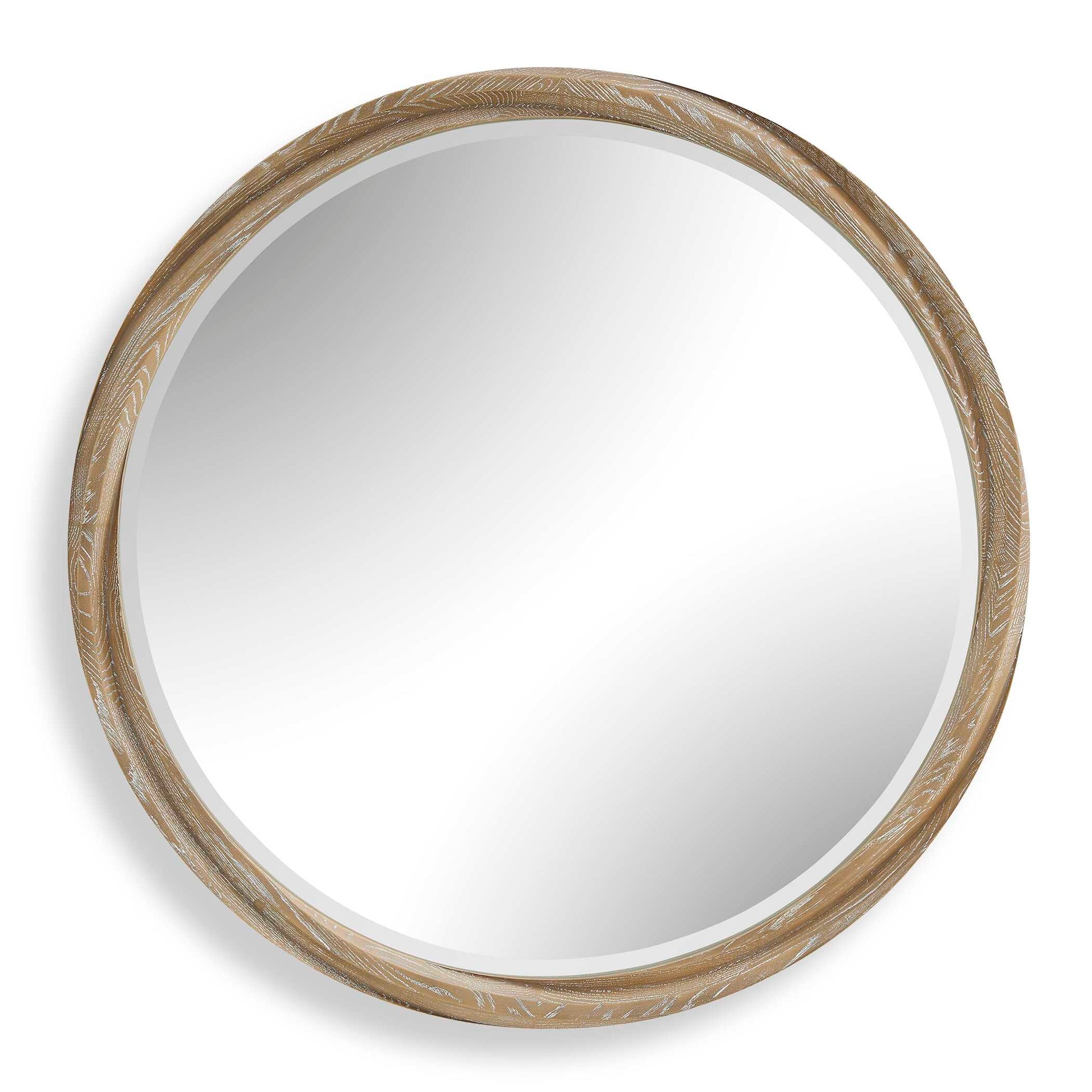 Uttermost Landry Round Light Wood Mirror - Woodtone