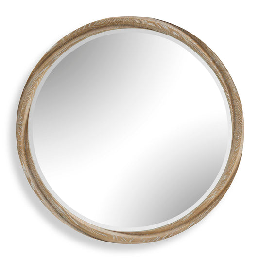 Uttermost Landry Round Light Wood Mirror - Woodtone