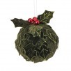 6" Velvet Holly Leaf Kissing Ball
