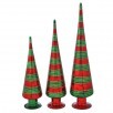12-18" Glass With Glitter Stripe Tree Set Of 3