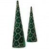 18-24" Jeweled Scalloped Velvet Cone Tree Set Of 2