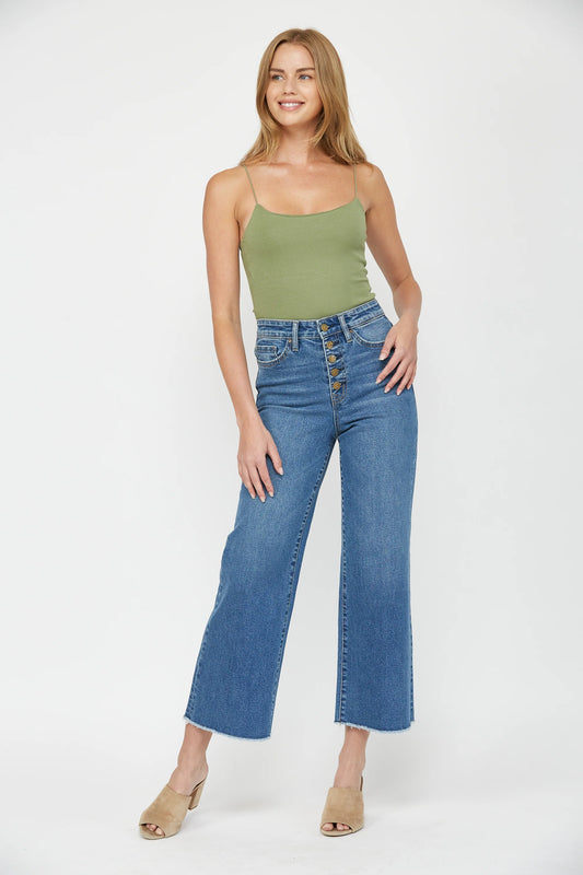 Mica High Rise Button Front Cropped Jean