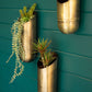 Set of 3 Antique Brass Wall Vases