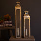 Antique Brass Taper Candle Lanterns Set of 2