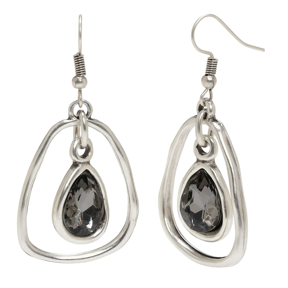 Chanour Handmade Crystal Pewter Earrings
