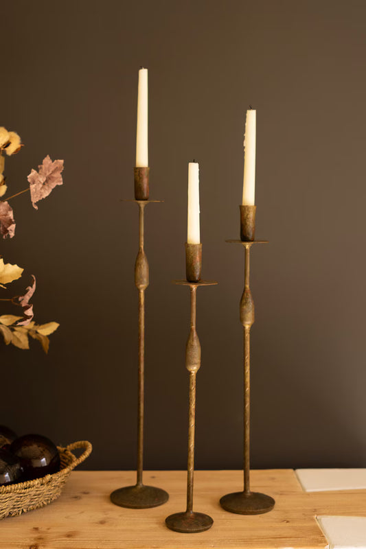 Forged-Iron Taper Candle Holders Set of 3