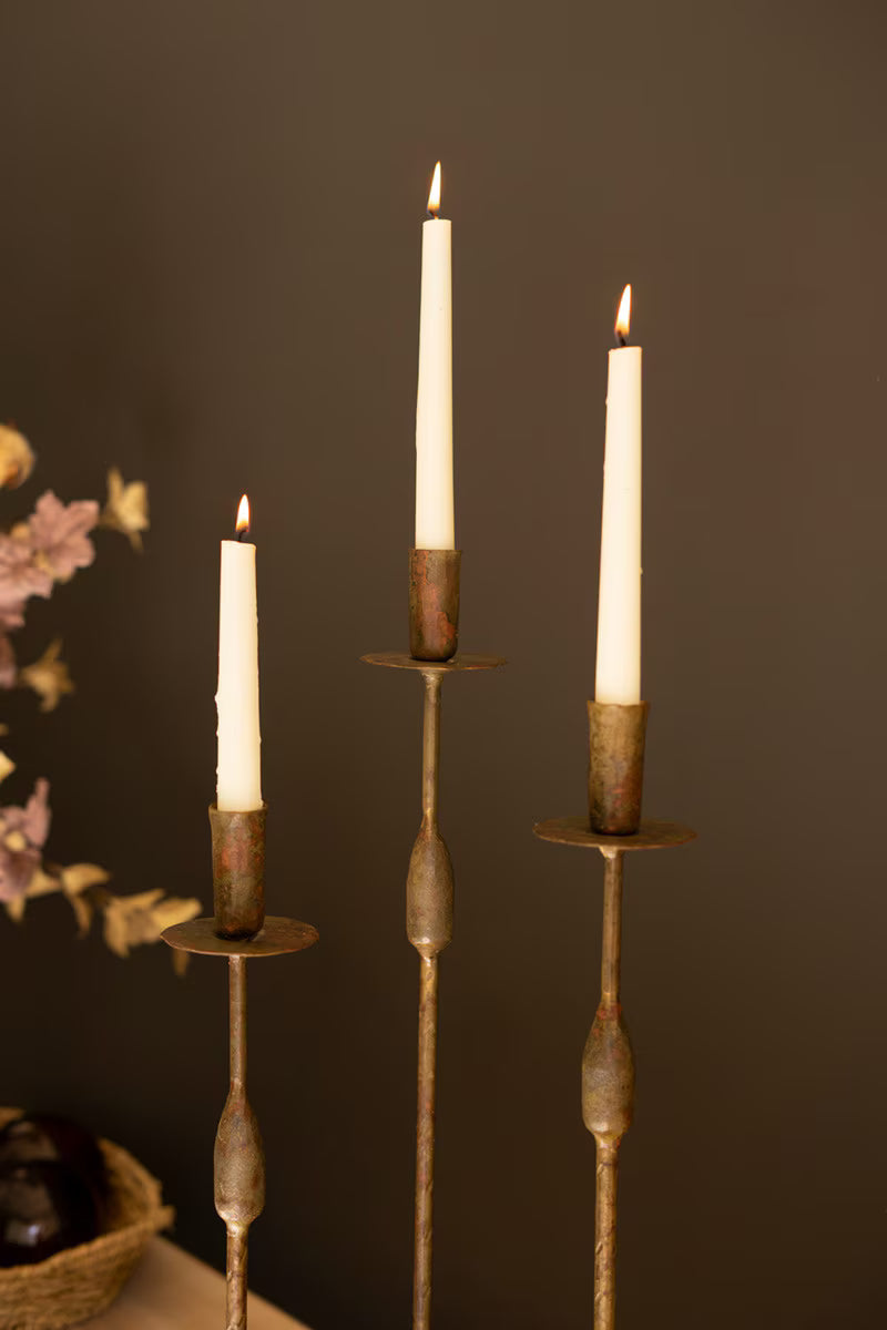 Forged-Iron Taper Candle Holders Set of 3