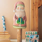 Painted Metal Santa on Wooden Base