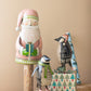 Painted Metal Santa on Wooden Base