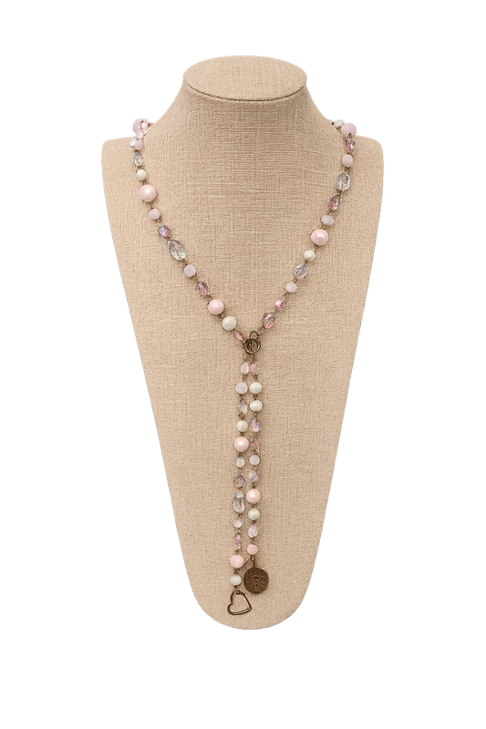 Pink Crystal Charm Y-Necklace