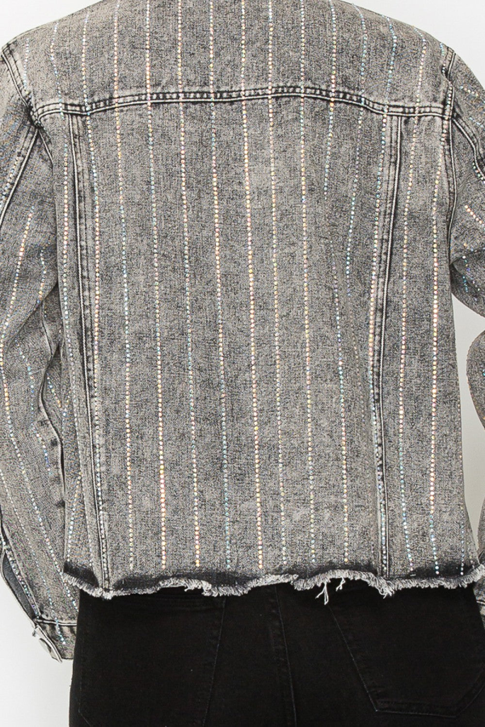 Sparkle Detail Denim Jacket – Black