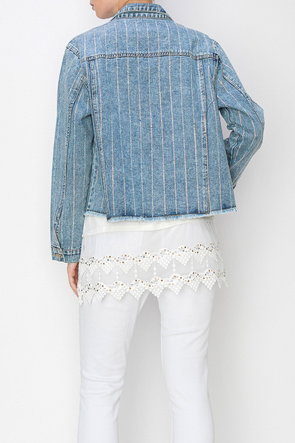 Sparkle Detail Denim Jacket – Blue Denim
