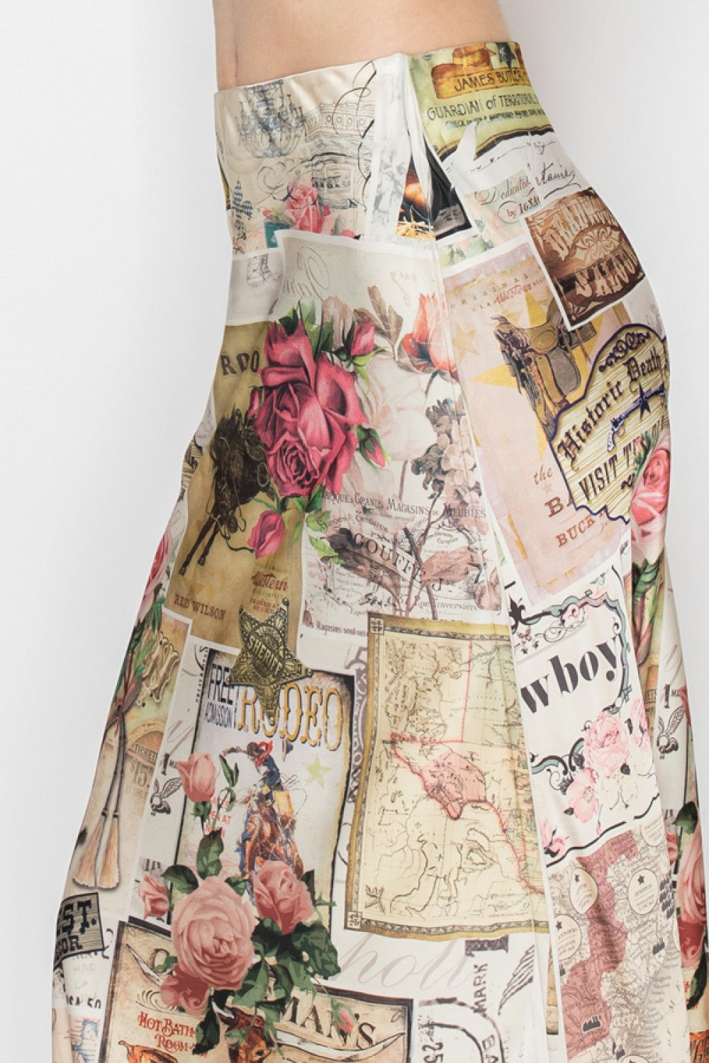 Rose Western Midi Skirt