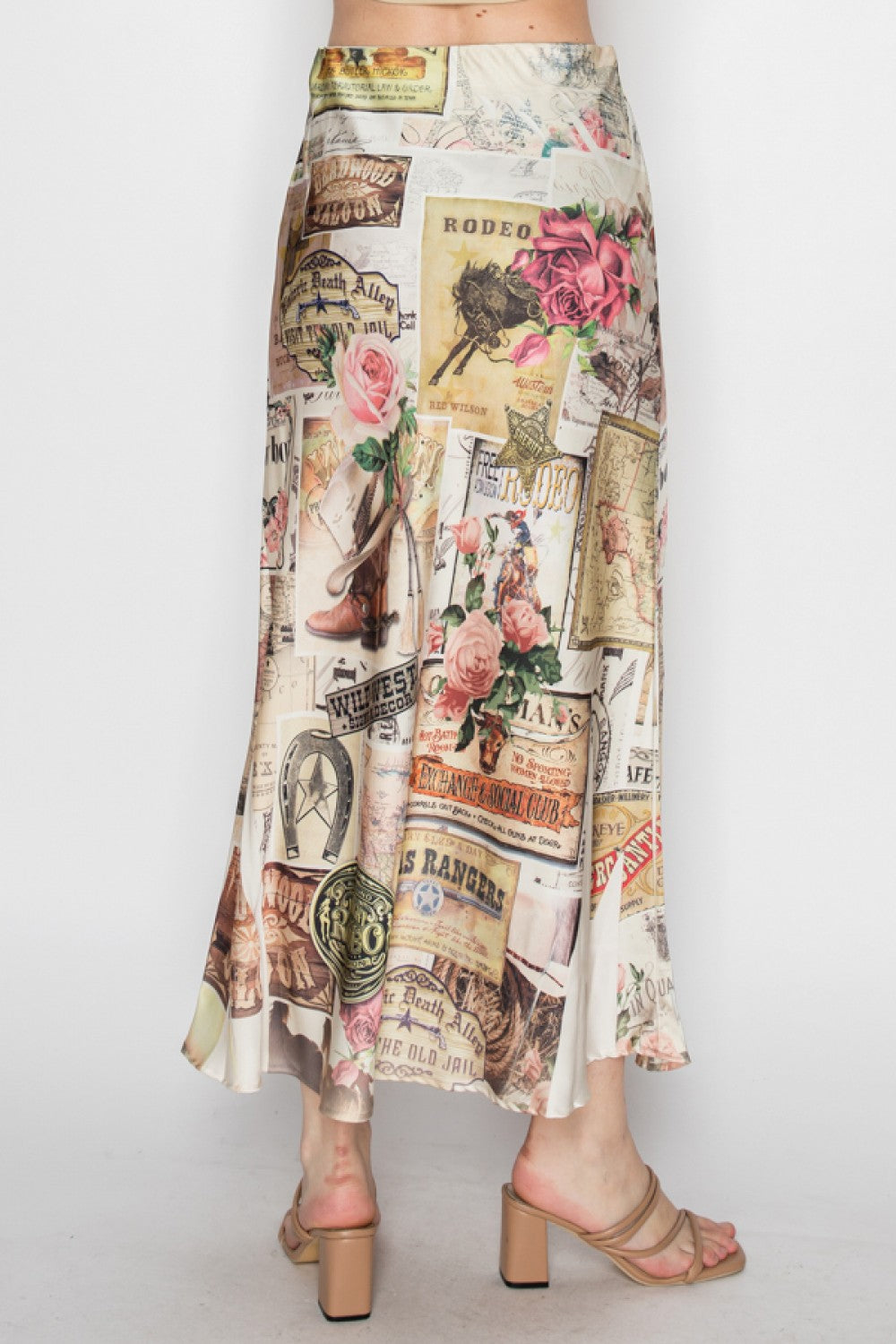 Rose Western Midi Skirt