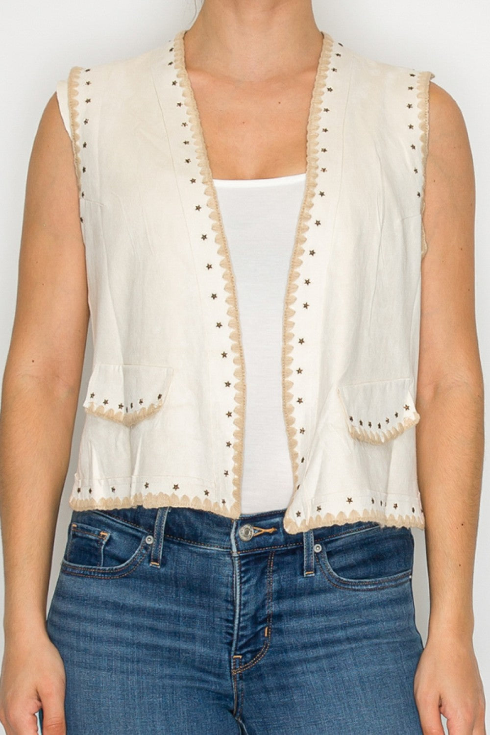 Faux Suede Star Detail Vest