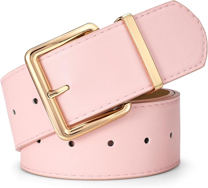 Wide Pink Belt & Gold Buckle