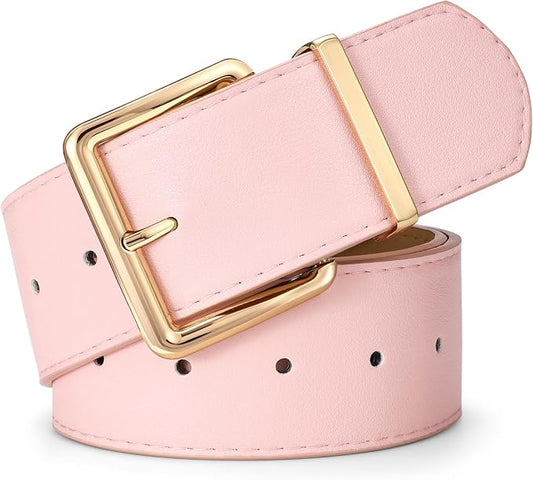 Wide Pink Belt & Gold Buckle