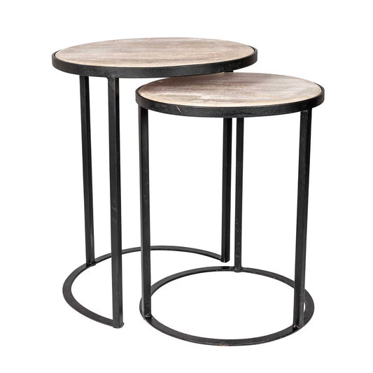 Loma Round Wood & Iron Accent Table