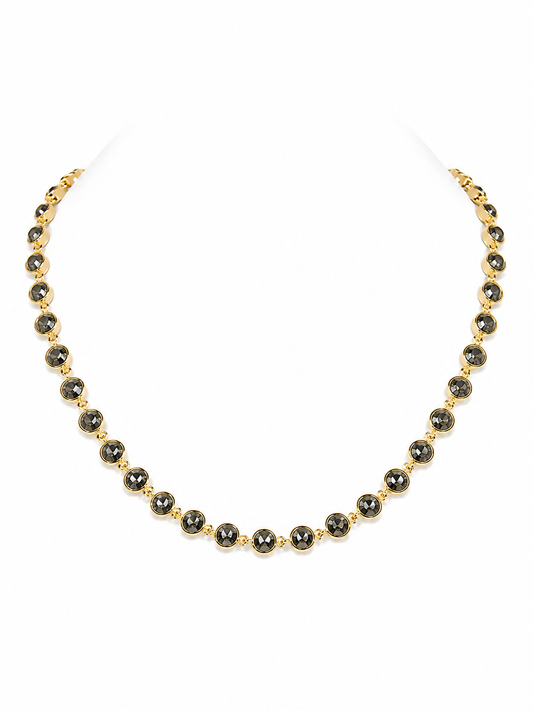 Smoky Crystal Gold Bezel Necklace