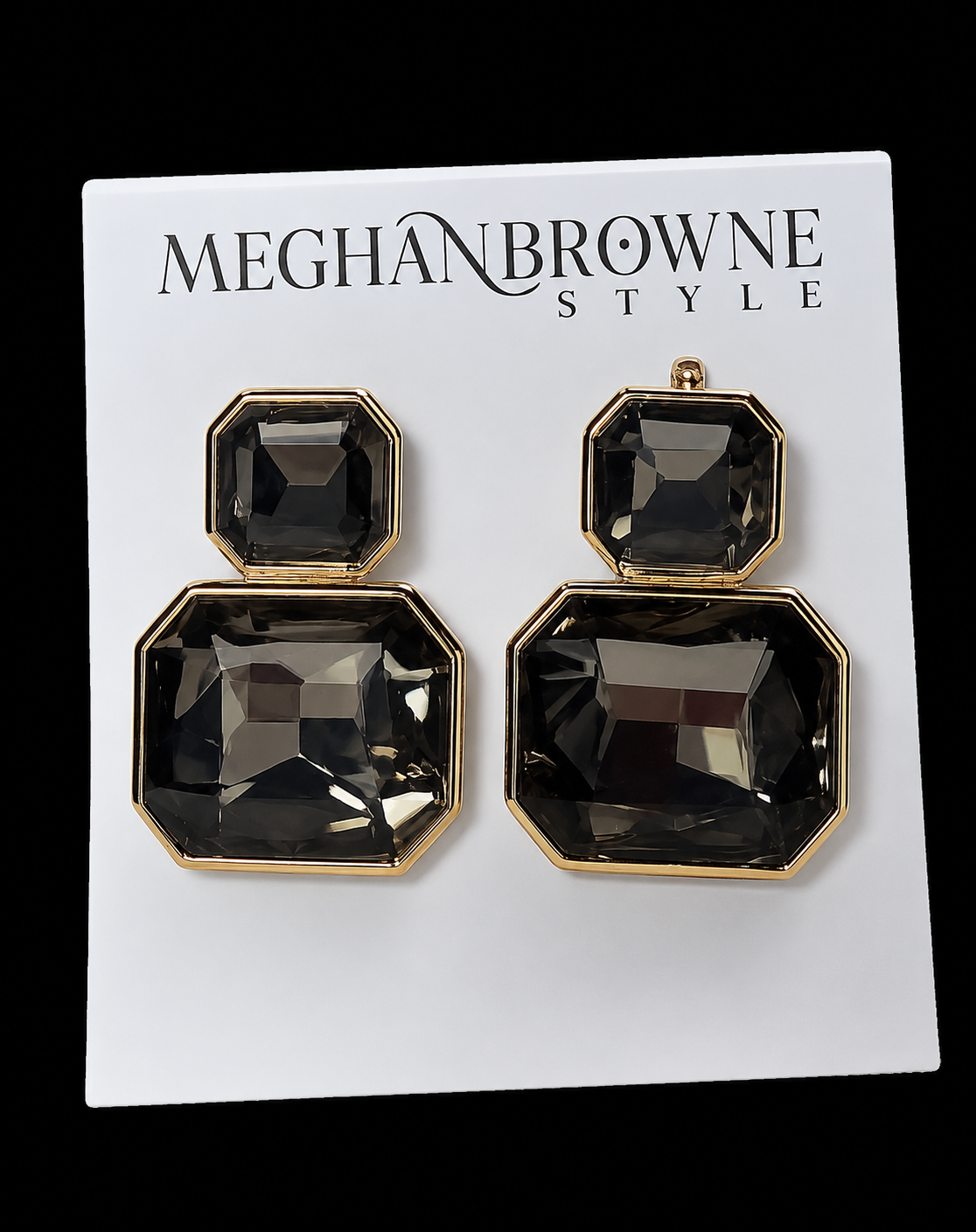 Smoky Gray Geometric Statement Earrings