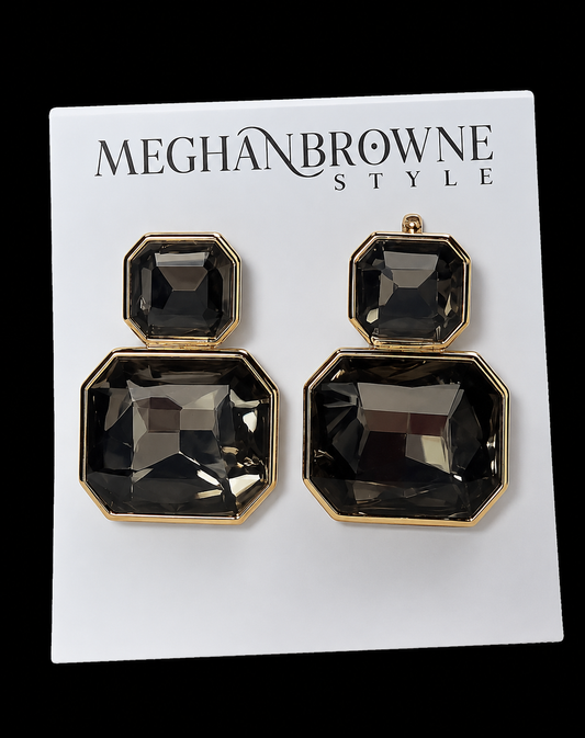 Smoky Gray Geometric Statement Earrings