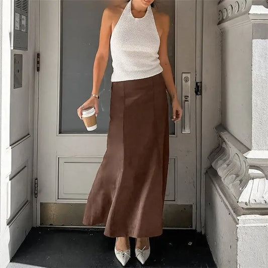 Faux Suede Brown Skirt