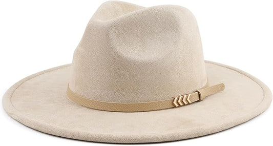 Wide Brim Fedora Hat - Tan