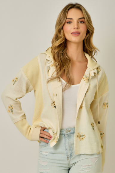 Washed Embroidery Hoodie Jacket