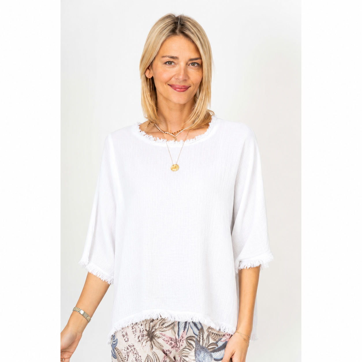 Frayed Linen Blouse