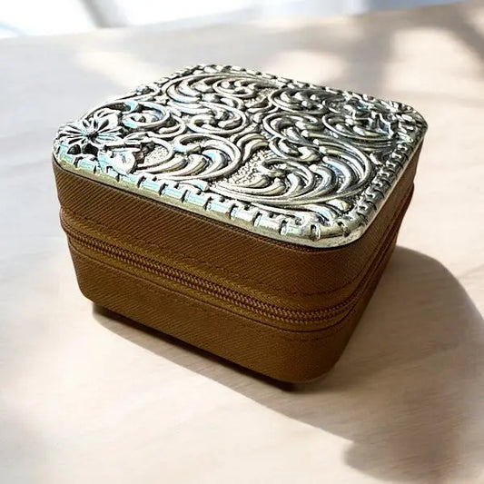 Western Embossed Metal Jewelry Box