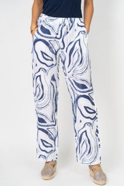 Abstract Print Linen Pants– Made in Italy