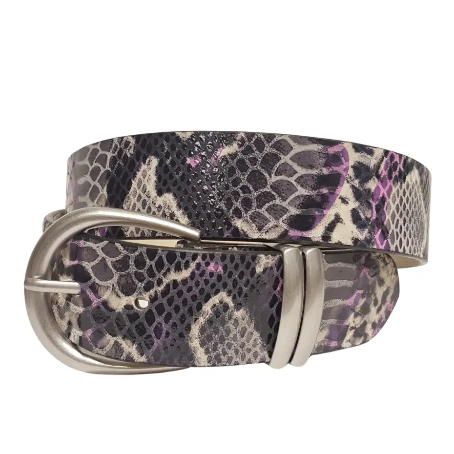 Snake Printed Leather Belt
