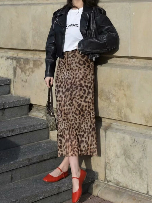 Animal Print Tulle Tiered Skirt