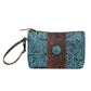 Aqua Wristlet Leather Bag