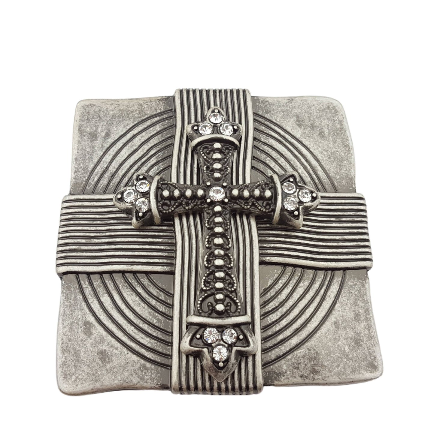 Rhinestone Cross on Square plaque Buckle