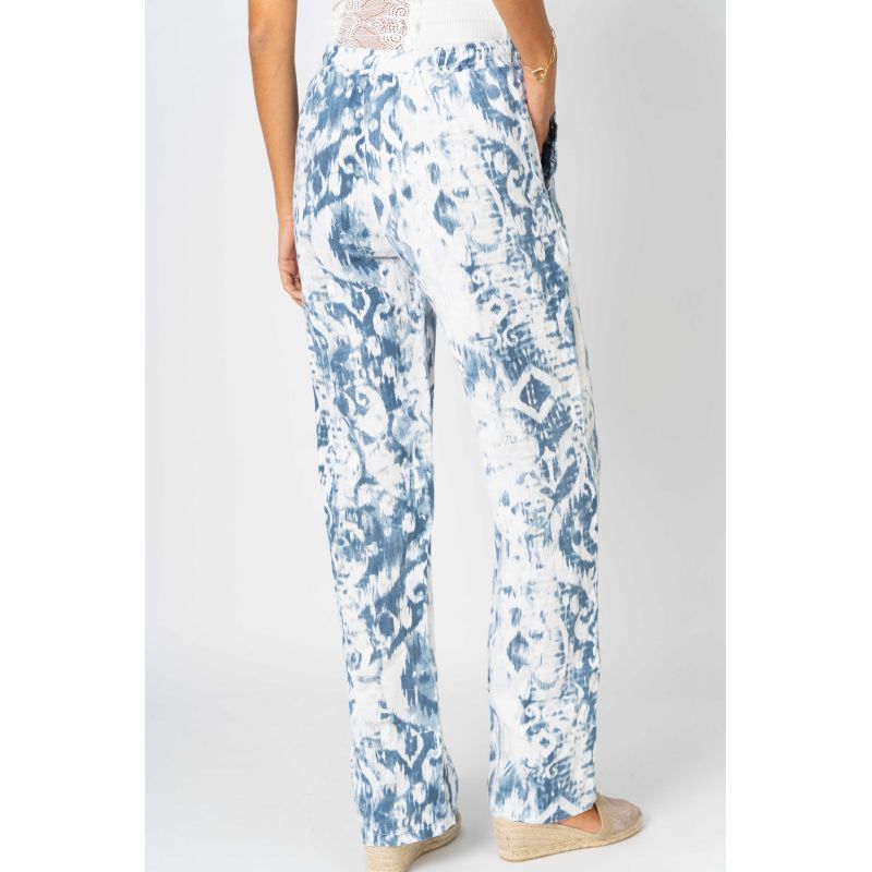Linen Pant with Blue Patterns