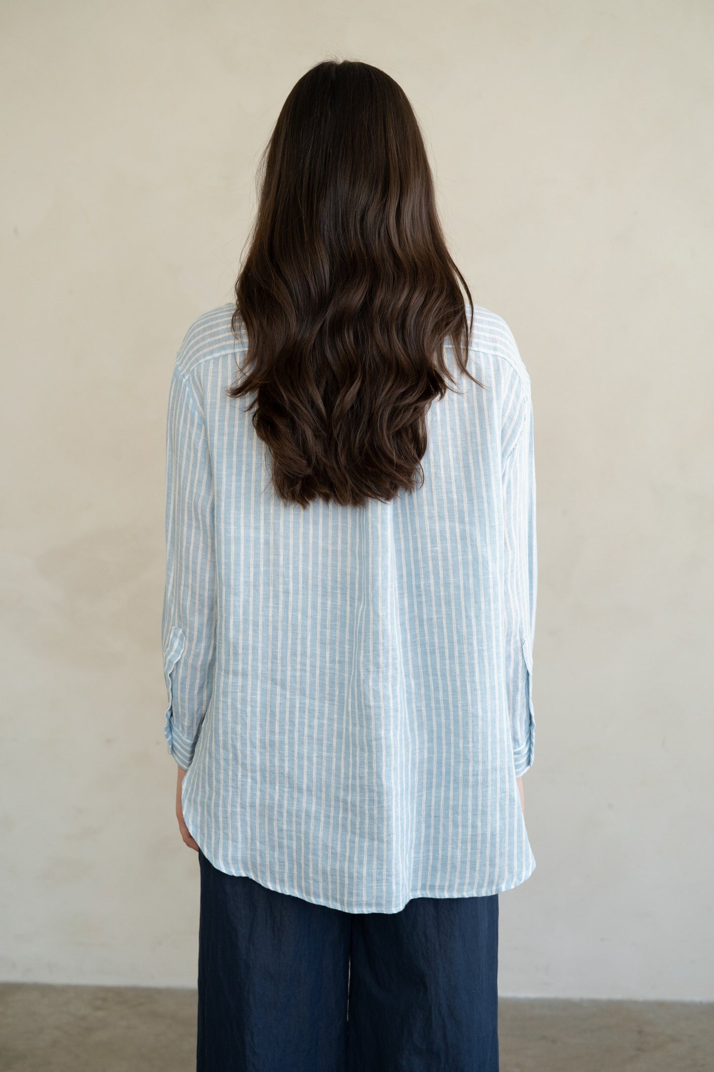 Blue & White Striped Linen Button-Down Shirt