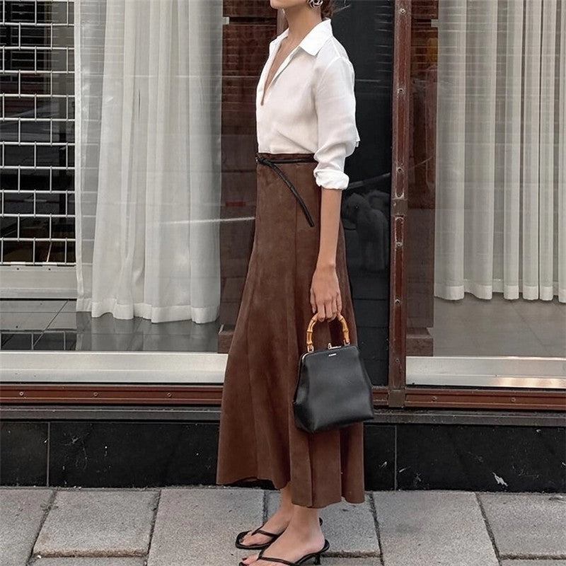 Faux Suede Brown Skirt
