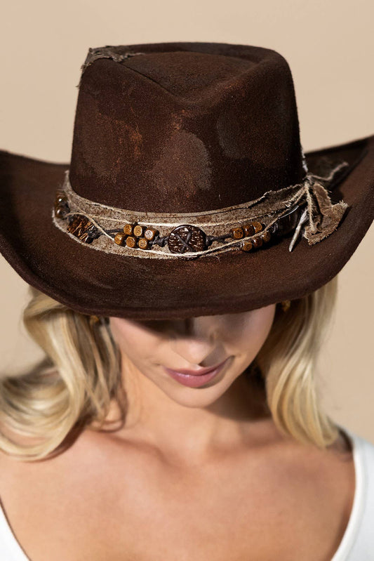 Vintage Versatile Shapeable Cowgirl & Fedora Hat: BRW-BROWN