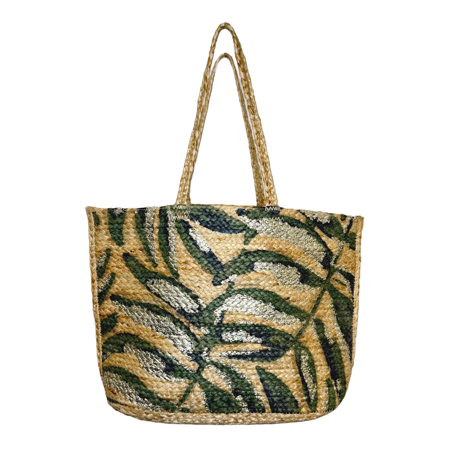 Capri Jute Tote with Silver Accents Straw Purses