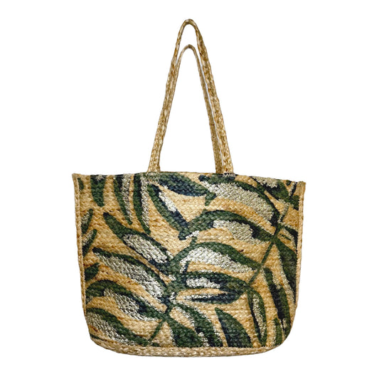 Capri Jute Tote with Silver Accents Straw Purses
