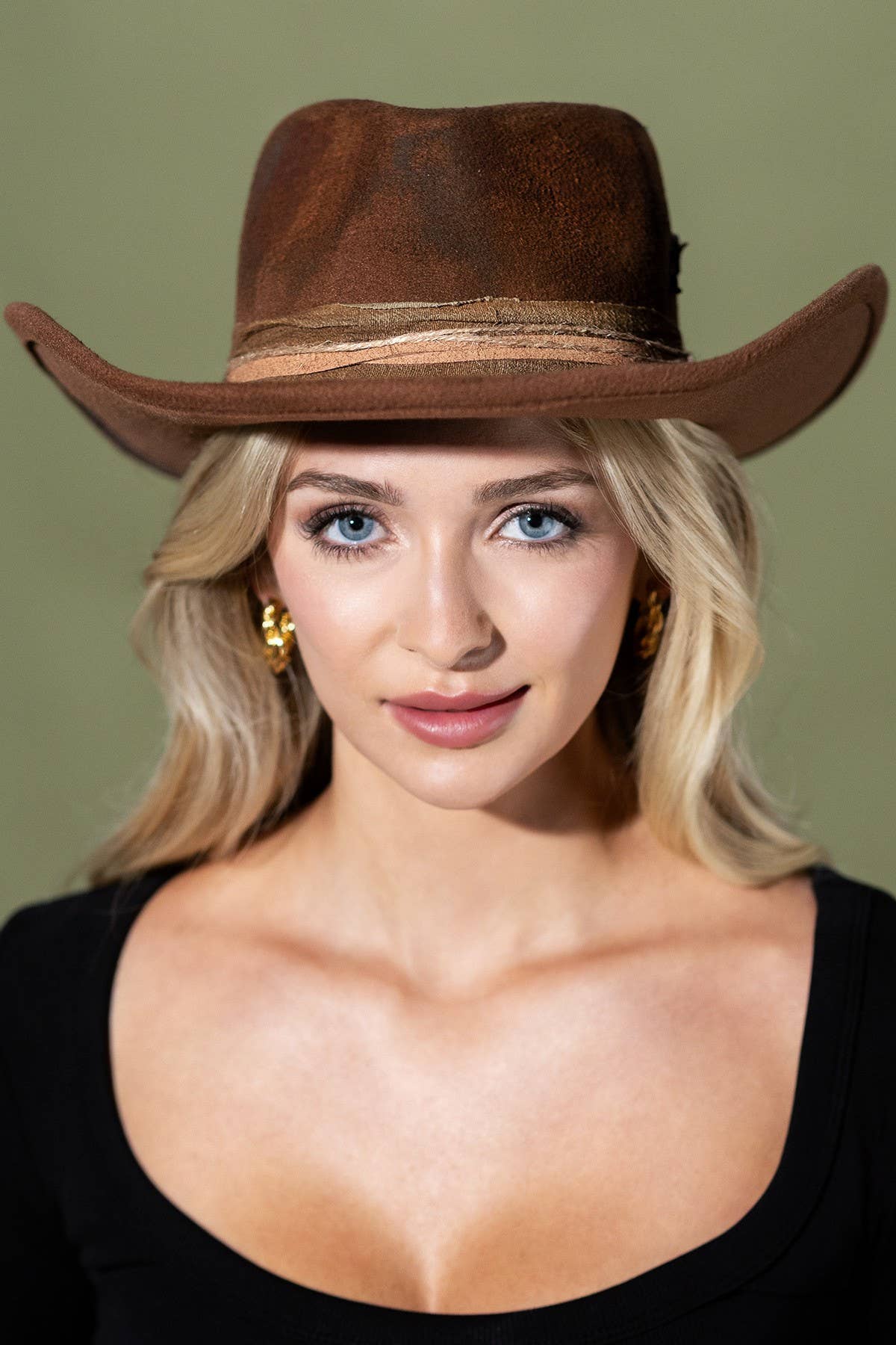 Vintage Versatile Shapeable Cowgirl & Fedora Hat: BRW-BROWN