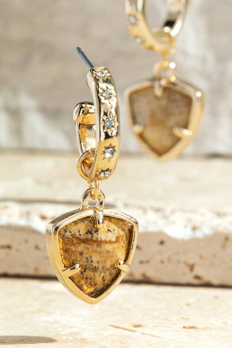 Natural Stone Triangle Earrings