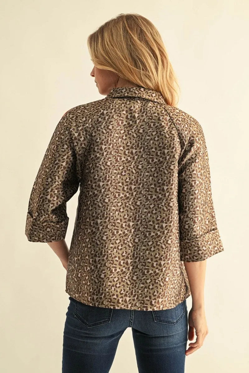 Leopard Top with Red Trim